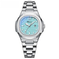 Montre à quartz pour femme, boîtier octogonal de 31 mm, bracelet en acier intégré, cadran lumineux effet rayon de soleil, logo personnalisé, vente en gros