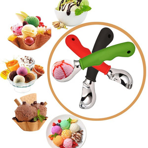 Ice Creem Scoops Digger Cookie Spoon Spade Ball Maker Aleación de zinc Helado Scooping Goma antideslizante Pequeña excavadora Cuchara para helado - Product Image 4