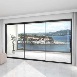 Système de porte coulissante automatique extérieure coupe-vent, verre Low-E, portes coulissantes en verre pour patio, portes extérieures pour jardin - Product Image 2