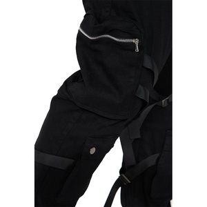 Logotipo bordado de alta calidad, tela de algodón, múltiples bolsillos de carga, correa de hebilla de pierna recta, pantalones Cargo para hombre - Product Image 4