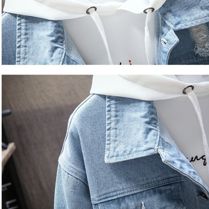 Custom Scratch Destroyed Ripped Blue Washed Denim Jacket para <span class=keywords><strong>Hombre</strong></span> Trend Ins Y2K Vintage Jacket - Product Image 5