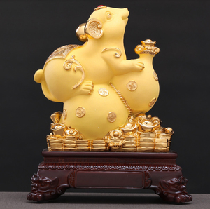 Figurine de <span class=keywords><strong>Rat</strong></span> en Résine Plaquée Or, Décorée <span class=keywords><strong>du</strong></span> Zodiaque Chinois, Cadeau d'Affaires pour le Nouvel An <span class=keywords><strong>2020</strong></span> - Product Image 3