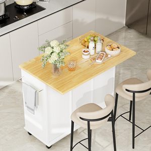 Chariot de cuisine SENYU avec rangement, meuble de rangement roulant pour micro-ondes avec poste de travail pour cuisine, blanc - Product Image 5