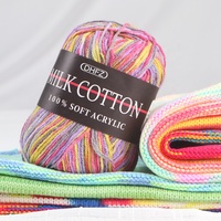 Fil à crocheter en coton de lait super doux multicolore, 12s/3, en gros, pour le tricot, le crochet, fil fantaisie teint pour la couture