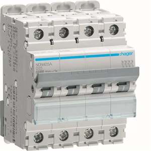 NDN425A Personalizzabile con interruttore automatico miniaturizzato Hager 10000A 15kA 4P curva D 25A 4M - Product Image 1