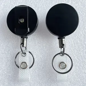 M-014 - 4CM 매트 블랙 라운드 YOYO 메탈 헤비 듀티 배지 릴 클립 키 체인 개폐식 멀티 툴 배지 홀더