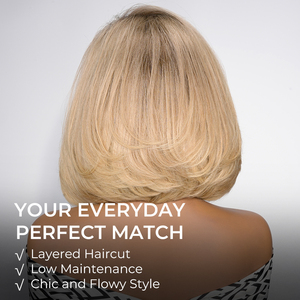 Ash Blonde Ombre courte coupe émoussée Bob perruque avec couches ondulées fermeture de cheveux humains perruques 180 densité vendeur de cheveux en gros - Product Image 4
