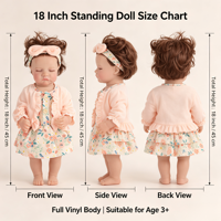 Poupée Reborn réaliste de 18 pouces (45,72 cm) avec corps lesté en vinyle, tenues variées personnalisables, cadeau jouet pour enfants et collectionneurs