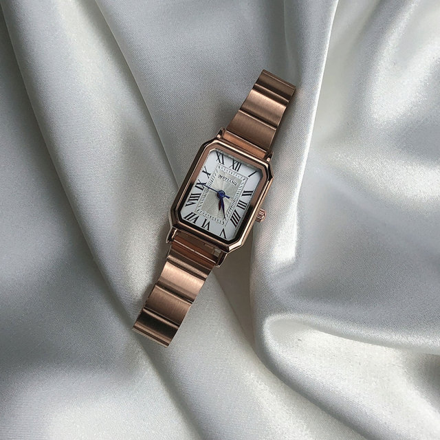 Ladies' Watch Rose Gold Square Watch Stainless Steel Watch Band Classic Luxury Watch Rose Gold