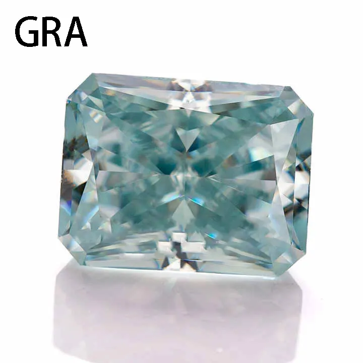 high quality 3CT original moissanite Vvs Excellent Marine Blue Radiant Moissanite Excellent Cut