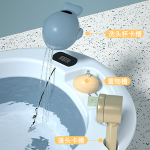 Baby <b>Bath</b> Tub <b>Foldable</b> Plastic Multifunctional 0-12 Months Newborn Toddler Bathtub With Temperature Display And Storage Slots - Product Image 1
