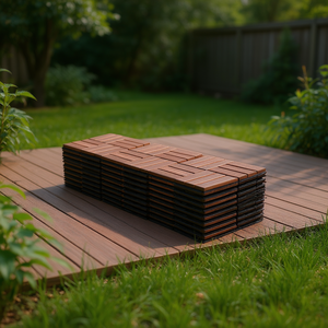 Baldosas de Madera de Teca de 10 mm de Espesor, Diseño Cuadrado Encastrable con Doble Bloqueo, Suelo Contemporáneo para Exteriores - Product Image 2