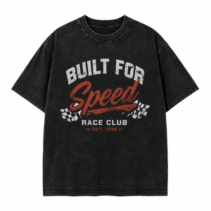 OEM Custom Built For Speed Graphic T-<b>shirt</b> Vintage Washed Race Club <b>Check</b> Flag <b>Short</b> <b>Sleeve</b> Racing Tee Wholesale - Product Image 5