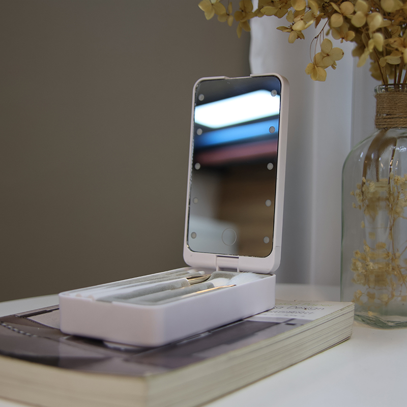 Мини складное светодиодное новейшее умное компактное пластиковое косметическое карманное светодиодное зеркало для макияжа