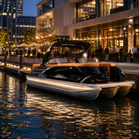 Bateau ponton en aluminium luxueux de 22 pieds, 200 CV, 12 places, avec arche sportive, console, direction électrique, yacht familial certifié CE