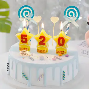 Lüks glitter renkli doğum günü parti malzemeleri karikatür yıldız şekli mumlar numaraları mum kek