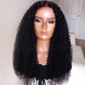 Birmese Ruwe Virgin Haar Jerry Krullend Lace Front Pruik Menselijk Haar Diepe Deel Jerry Curl Weave Korte Pruik Kinky Krullend pruik Lace Front