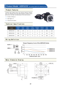 Motore <span class=keywords><strong>Stepper</strong></span> Ibrido Hongbaoda ad Alta Precisione Senza Perdita di Passo 42BYG250-40J 0.4N.m NEMA 17 per Automazione Industriale - Product Image 4