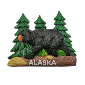 Imán de Resina Pintado a Mano con Logotipo Personalizado, Imán de Recuerdo de <span class=keywords><strong>Alaska</strong></span> con Diseño de Alce y Oso Negro - Product Image 1
