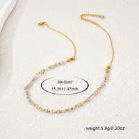 Collier empilable pour femme en pierres naturelles violettes et éléments étoilés, plaqué or, tendance