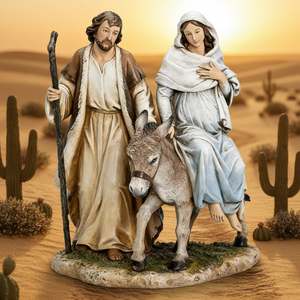 Figura de María y José de <span class=keywords><strong>la</strong></span> <span class=keywords><strong>Posada</strong></span> en Poliresina, Estatua de Burro de Resina de 9 Pulgadas para Navidad, Decoración de Mesa - Product Image 6