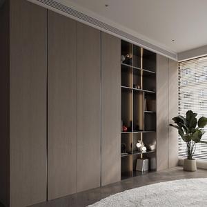 Lemari Pakaian Kamar Tidur Modern Desain Kustom Tahan Lama Dapat Disesuaikan Ramah Lingkungan Kapasitas Besar Pintu MDF Rakitan Datar - Product Image 1