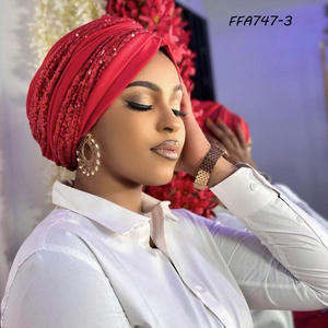 Colección 2025, turbante africano con cuentas, sombrero de fiesta para <span class=keywords><strong>mujer</strong></span>, Auto Gele, Nigeria, escena de playa de negocios para eventos al aire libre - Product Image 3