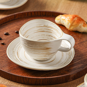 Wholesale Irregular Coffee <b>Cup</b> and Saucer Vintage Latte <b>Cup</b> Ceramic Tea <b>Cup</b> <b>Set</b> - Product Image 5