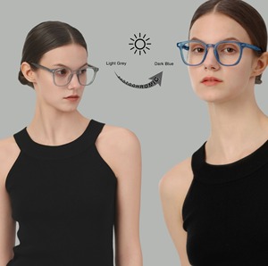 <span class=keywords><strong>Lunettes</strong></span> de vue de mode pour femmes, monture intégrale en acétate haut de gamme, verres optiques changeant de couleur, <span class=keywords><strong>anti</strong></span>-<span class=keywords><strong>lumière</strong></span> <span class=keywords><strong>bleue</strong></span> - Product Image 1