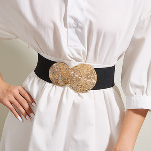 <span class=keywords><strong>Ceinture</strong></span> élastique épaisse pour <span class=keywords><strong>femme</strong></span>, style urbain européen et américain, avec boucle en alliage, idéale pour robes et costumes - Product Image 1