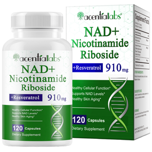 Cápsulas de Suplemento NMNH de Acentiallabs, NAD+ Trans Resveratrol Antioxidante para Antienvejecimiento, Regeneración Celular, Energía Celular - Product Image 1