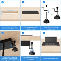 Prise de courant britannique en alliage d'aluminium panneau multiprise de bureau prise à rabat avec port de données USB C PD20W RJ45 pour hôtel bureau maison