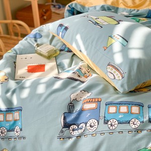 Ensemble <span class=keywords><strong>de</strong></span> literie enfant quatre pièces en coton simple, taille personnalisée, motif dessin animé mignon, avec drap et <span class=keywords><strong>housse</strong></span> <span class=keywords><strong>de</strong></span> <span class=keywords><strong>couette</strong></span> lavables, vente en gros - Product Image 3