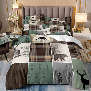 Tự Nhiên Cabin Retro Mộc Mạc Lodge Bộ Đồ Giường Bộ Gấu Deer Đất Nước Săn Bắn Sọc In Chất Lượng Ngủ Cho Cuộc Phiêu Lưu Ngoài Trời - Product Image 6