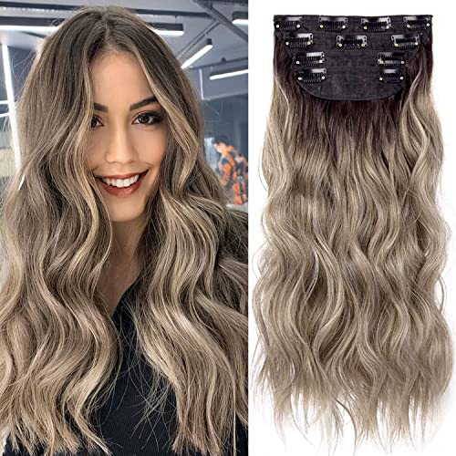 R688-ombre chocolate brown mix-ash blonde