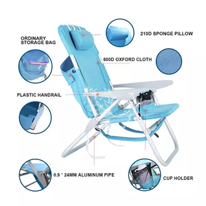 आउटडोर हल्के 3 Reclining स्थिति एल्यूमीनियम उच्च सीट पोर्टेबल तह समुद्र तट कुर्सी - Product Image 2