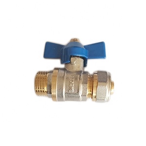 Valvola A Sfera PEX Con Attacco A Compressore Da 1/2 Pollice - Ottone DZR Antiruggine (10 Pezzi, Maniglia Blu) - 2