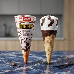 Cono Gelato al Gusto Vaniglia - Cono Waffle Croccante, Ripieno Cremoso, Vendita Diretta dalla Fabbrica per Gelaterie - Product Image 1