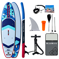 Planche de paddle gonflable bleu marine et rouge 335x91x15cm, largeur 36 pouces, kit DWF Drop Stitch avec logo Globe, usine OEM BSCI