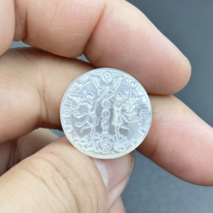 <span class=keywords><strong>Camée</strong></span> <span class=keywords><strong>Coquillage</strong></span> Zodiaque Gémeaux, Nacre Naturelle pour Incrustation de Bijoux et Fabrication de Pendentifs DIY, Personnalisable - Product Image 2
