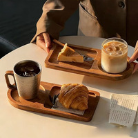 Kaffeehaus-Desserttablett Retro Holz-Frühstückstablett Nachmittagstee-Serviertablett für Heim-Café Tischdekoration