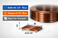 Fil plat émaillé massif en cuivre/aluminium sur mesure 600V IP67 pour bobinage de transformateurs et industrie électrique