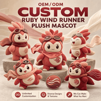 Mascotte en peluche Ruby Wind Runner, jouet en peluche personnalisé, animal en peluche, jouet doux, fabricant OEM ODM, logo personnalisé, cadeau promotionnel