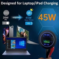 Prise de charge rapide 45W PD et USB avec interrupteur, 2 ports USB Type-C QC3.0, chargeur de voiture 12V pour voiture, bateau, camping-car, camion