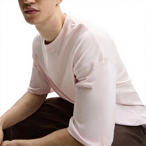 Custom <b>Pink</b> Oversized <b>T</b> <b>Shirt</b> <b>Men</b> Heavyweight Cotton Drop Shoulder Loose Fit Premium Blank Streetwear Tee - Product Image 4