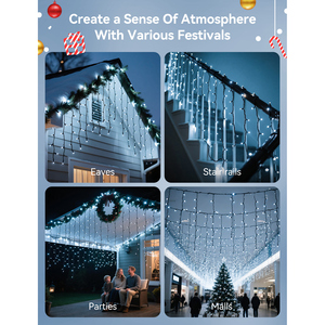 Aigostar all'aperto luci della tenda di natale 100 LED 8 modalità IP65 solare USB per feste - Product Image 2
