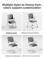 Chaise de bureau Mekia avec tablette d'écriture pliable, accoudoirs réglables, empilable, structure métallique, design moderne pour bureaux et salles de réunion