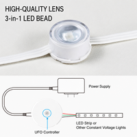 Luces Decorativas para Aleros de Techo, Nueva Tendencia, 40 LED/20 m, DC24V, Control Inteligente por Aplicación, PC+Silicona, IP67, Impermeables, para Fiestas, Hogar, Decoración Navideña