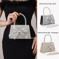Sac Tendance 2025 Sac de soirée européen et américain léger de luxe plein de diamants Sac à poignée d'arc Sac de mariée étincelant