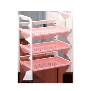Chariot de beauté à trois niveaux, structure en plastique, 53x28x73cm, chariot de salon avec roulettes, design minimaliste pour manucure et coiffure - Product Image 5